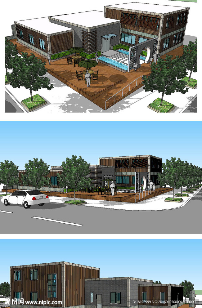 茶室外建筑草图大师SU模型