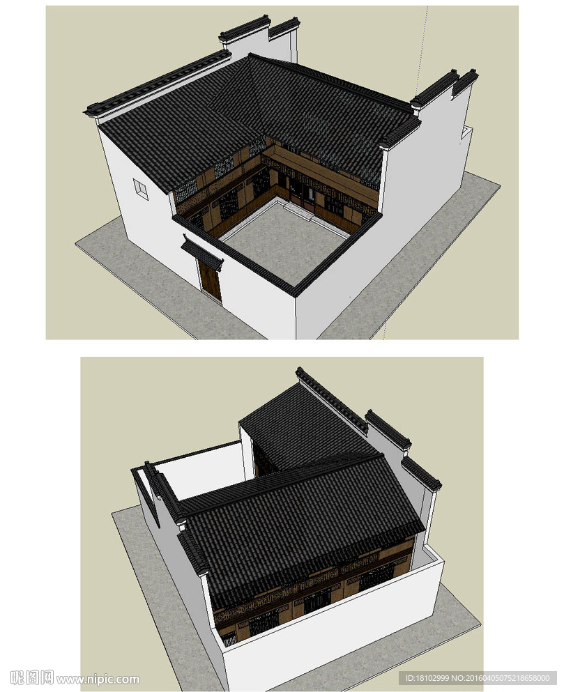 传统民居院落草图大师SU模型