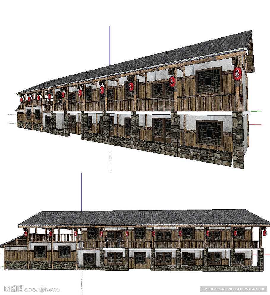 川南民居建筑草图大师SU模型