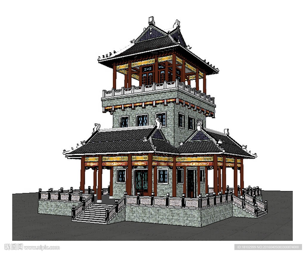 寺庙建筑草图大师SU模型