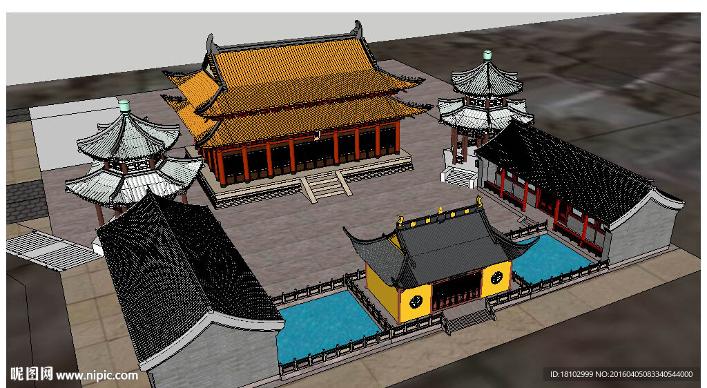 祠堂庙宇建筑草图大师SU模型