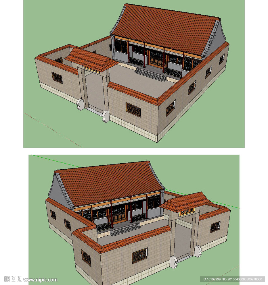 家庙建筑草图大师SU模型