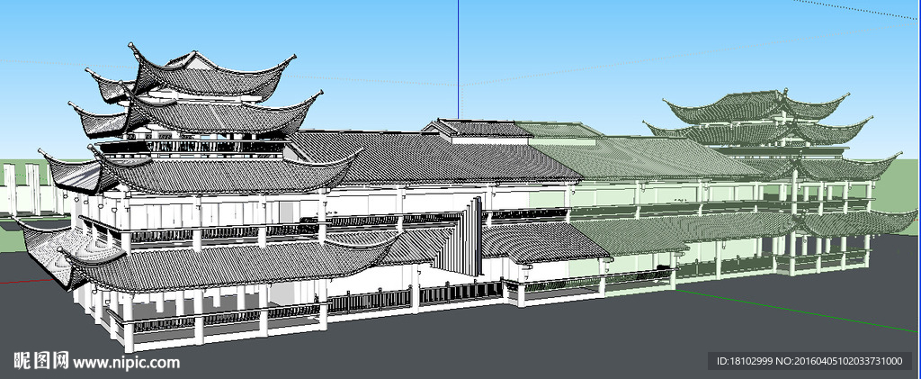 风雨桥建筑景观草图大师SU模型