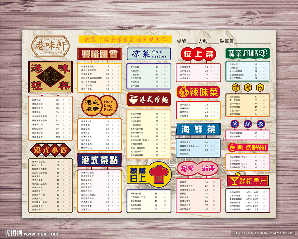 港式茶餐厅点菜单