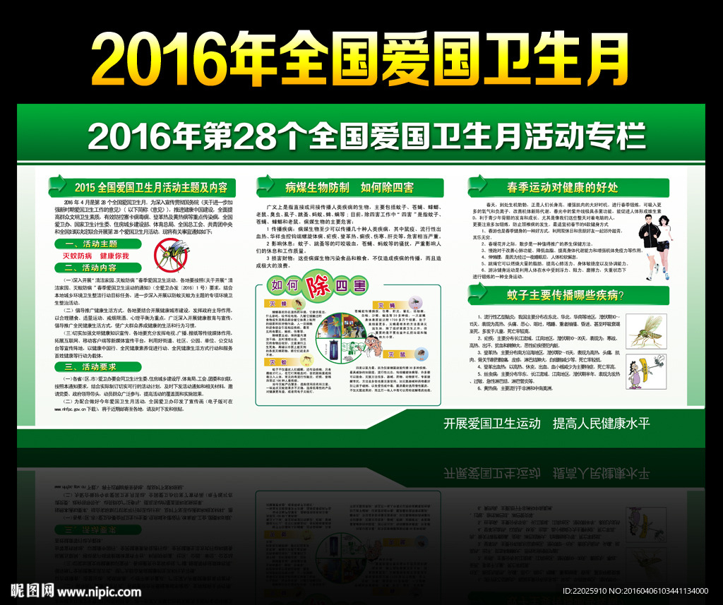 2016年爱国卫生月活动展板图