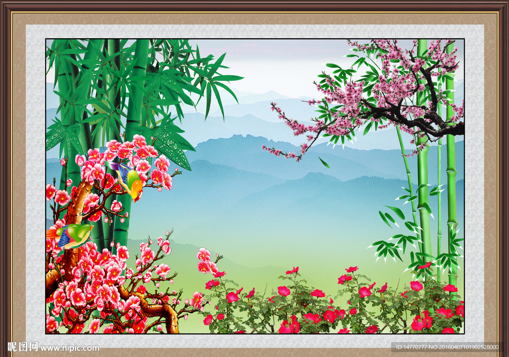 花鸟大型壁画