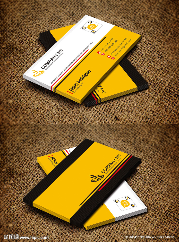 黄色名片设计图片