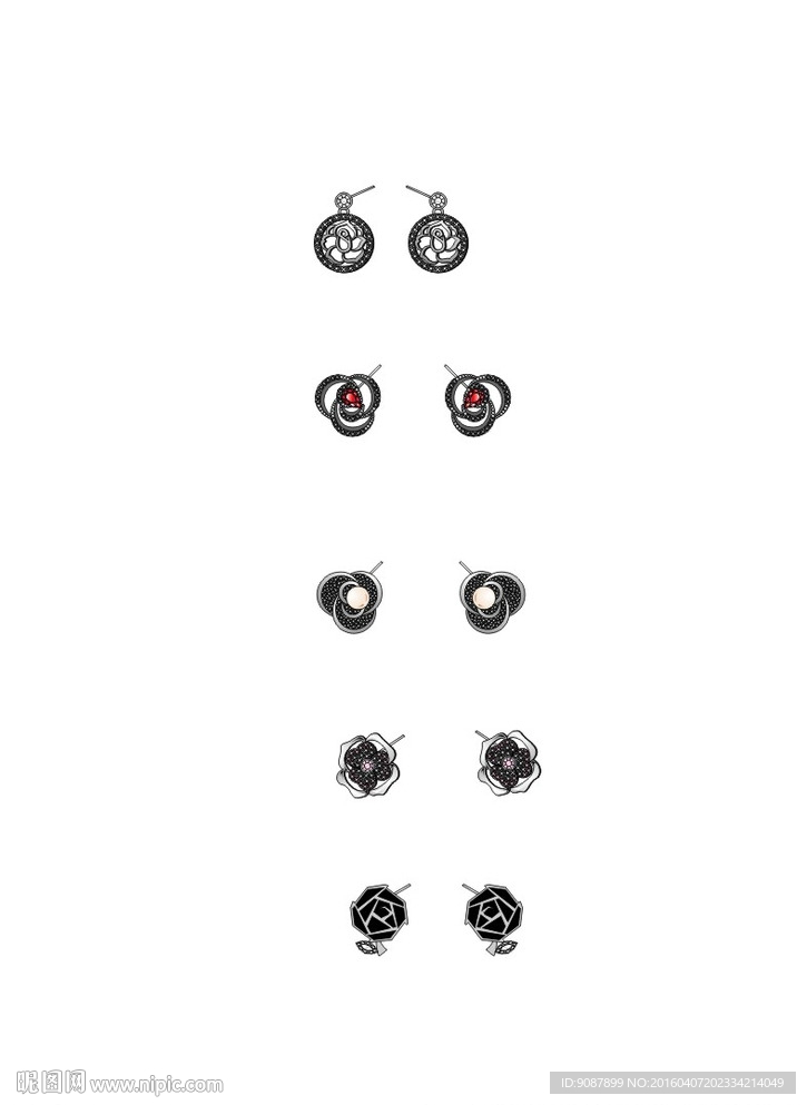 玫瑰 耳钉 耳环 矢量