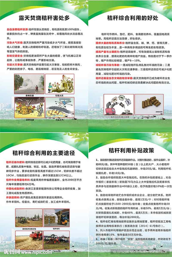 秸秆科学利用漫画展架
