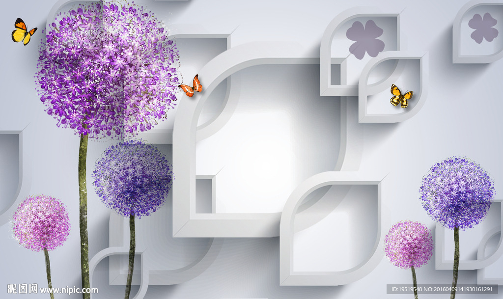 3D菱形背景蒲公英