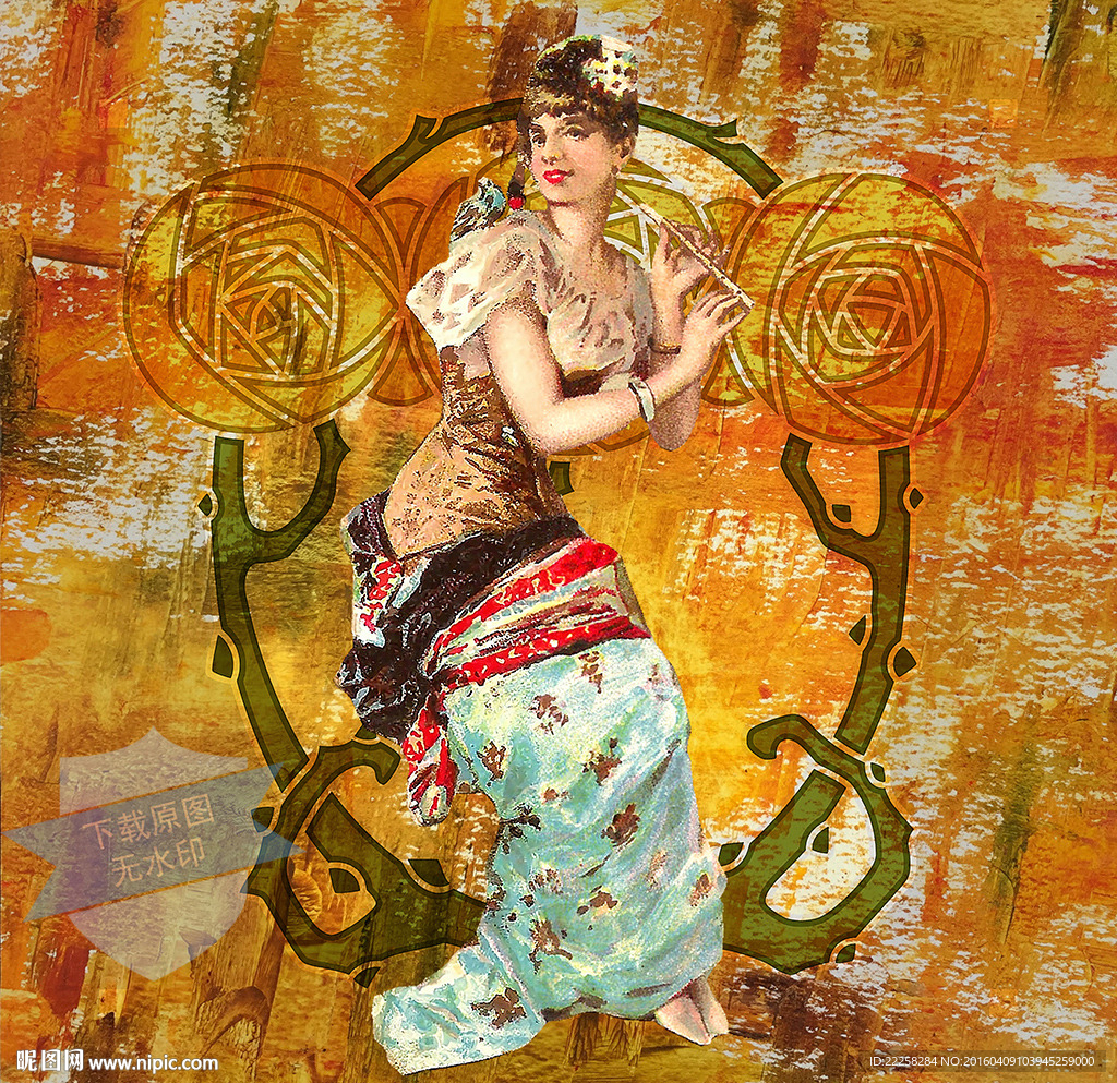 古典舞蹈少女人物油画