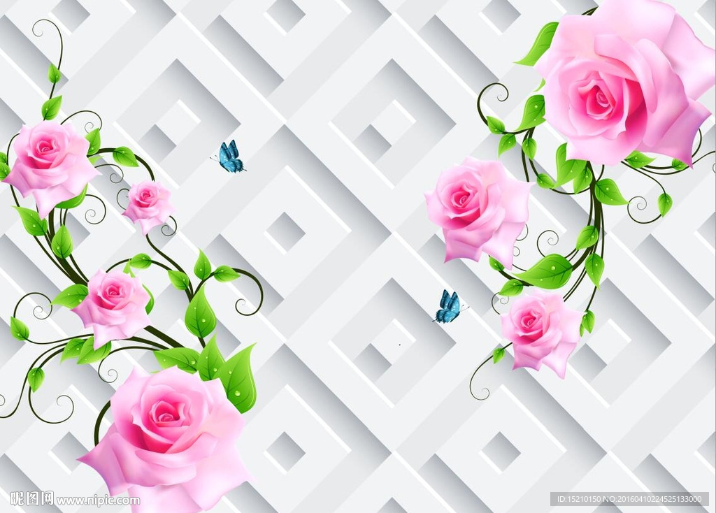 3D玫瑰花