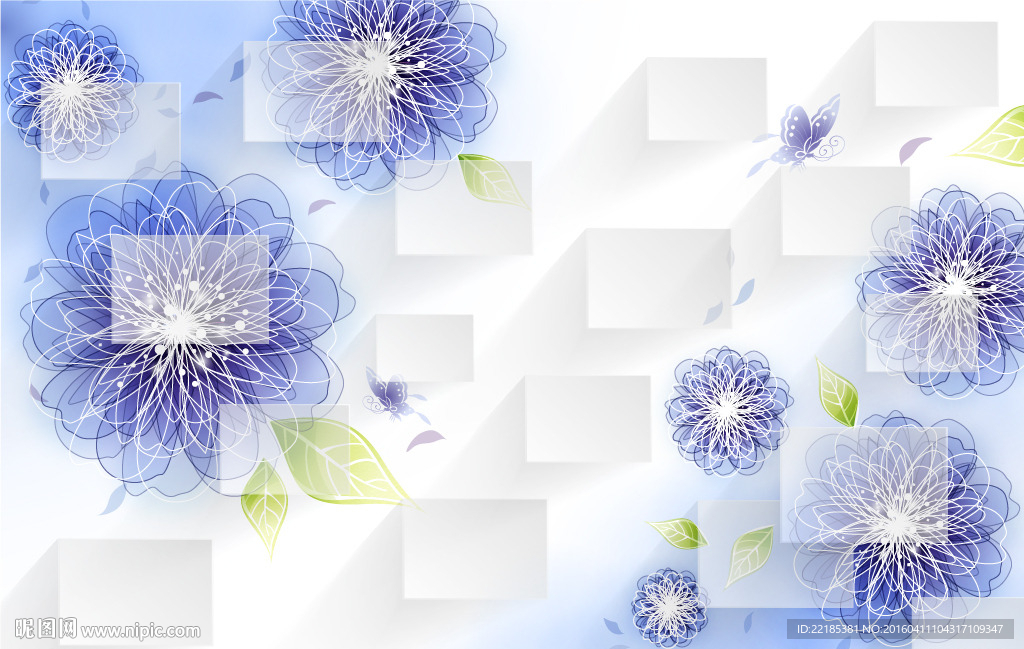 3D梦幻花卉背景