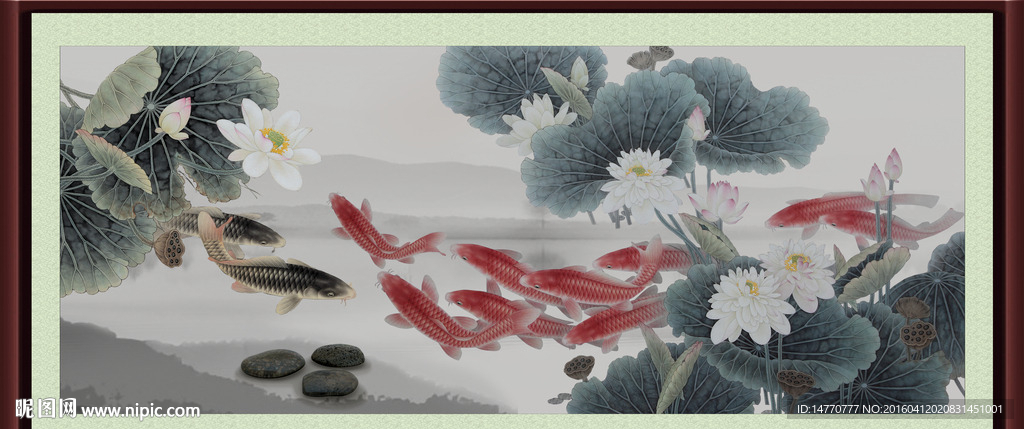 荷花鲤鱼图