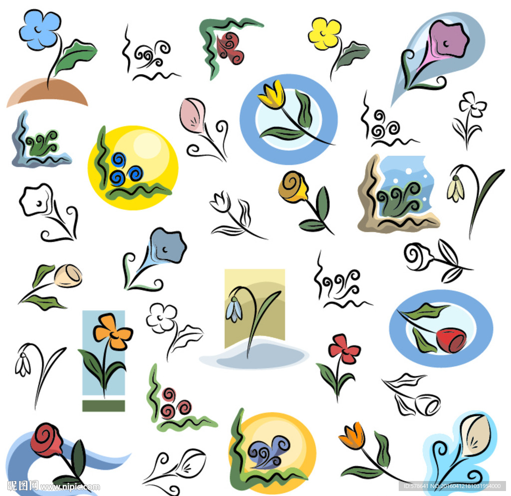 速写花卉矢量图
