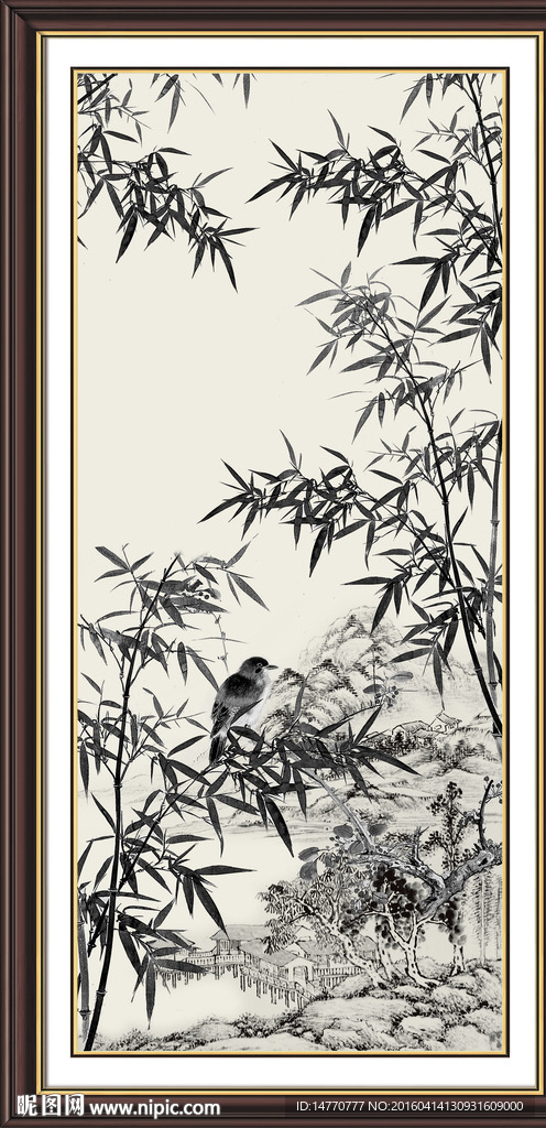 国画花鸟竹子