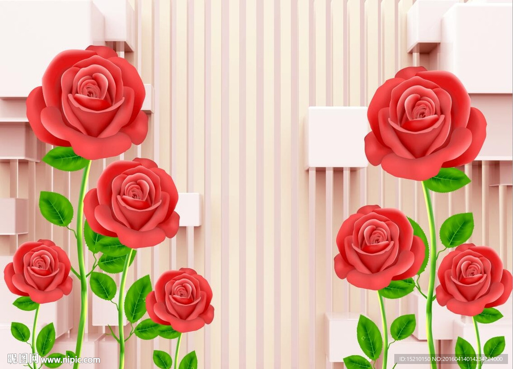 3D玫瑰花朵