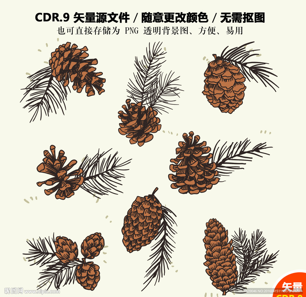 卡通松果松塔矢量图
