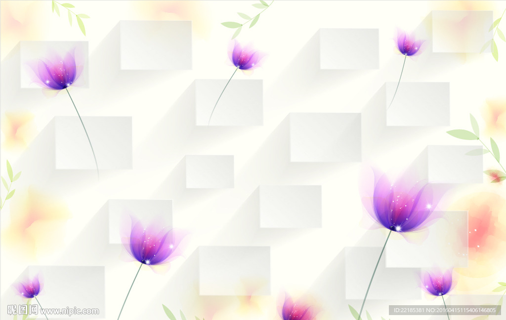 3D梦幻花卉背景墙