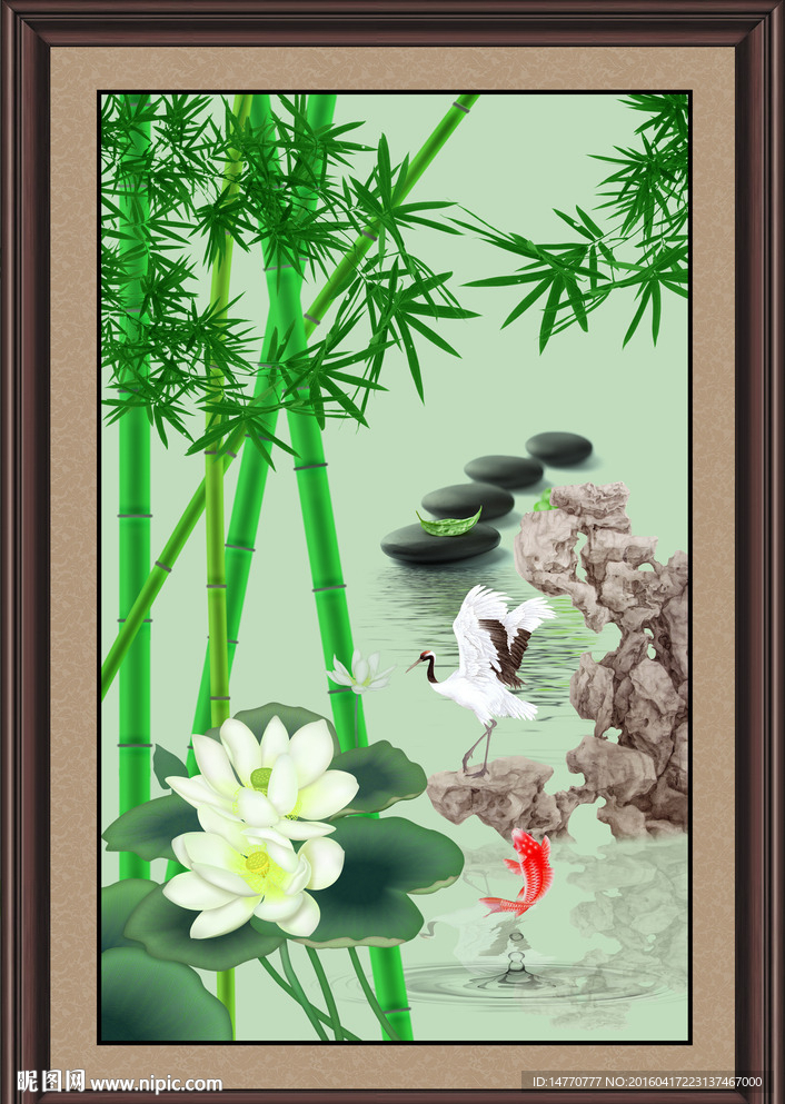 荷花竹子图