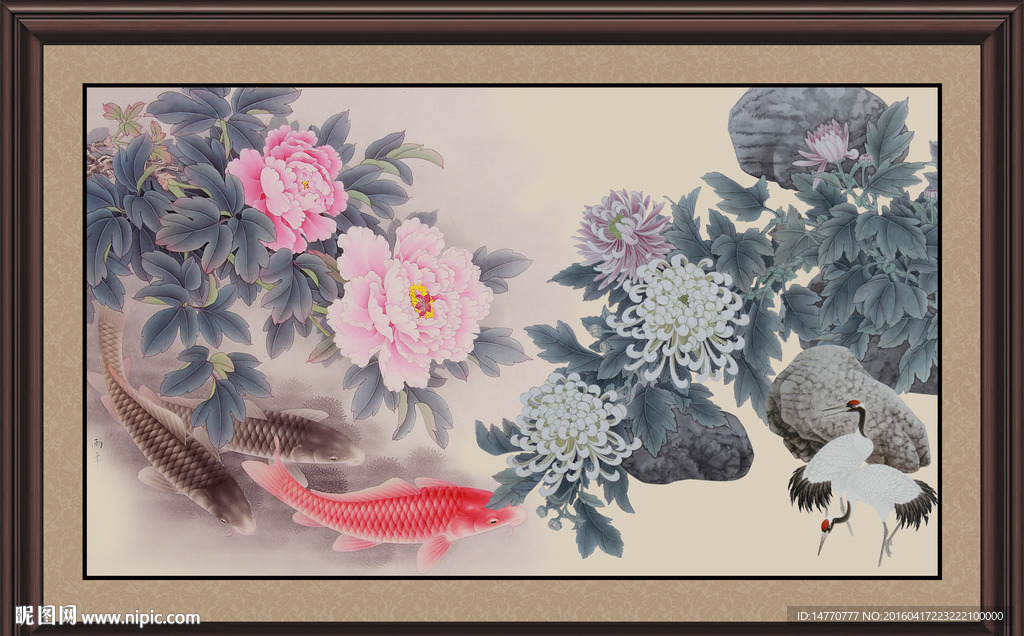 荷花鲤鱼图