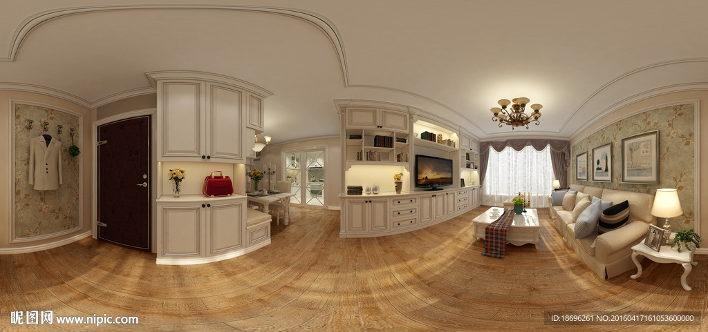 美式客厅全景模型