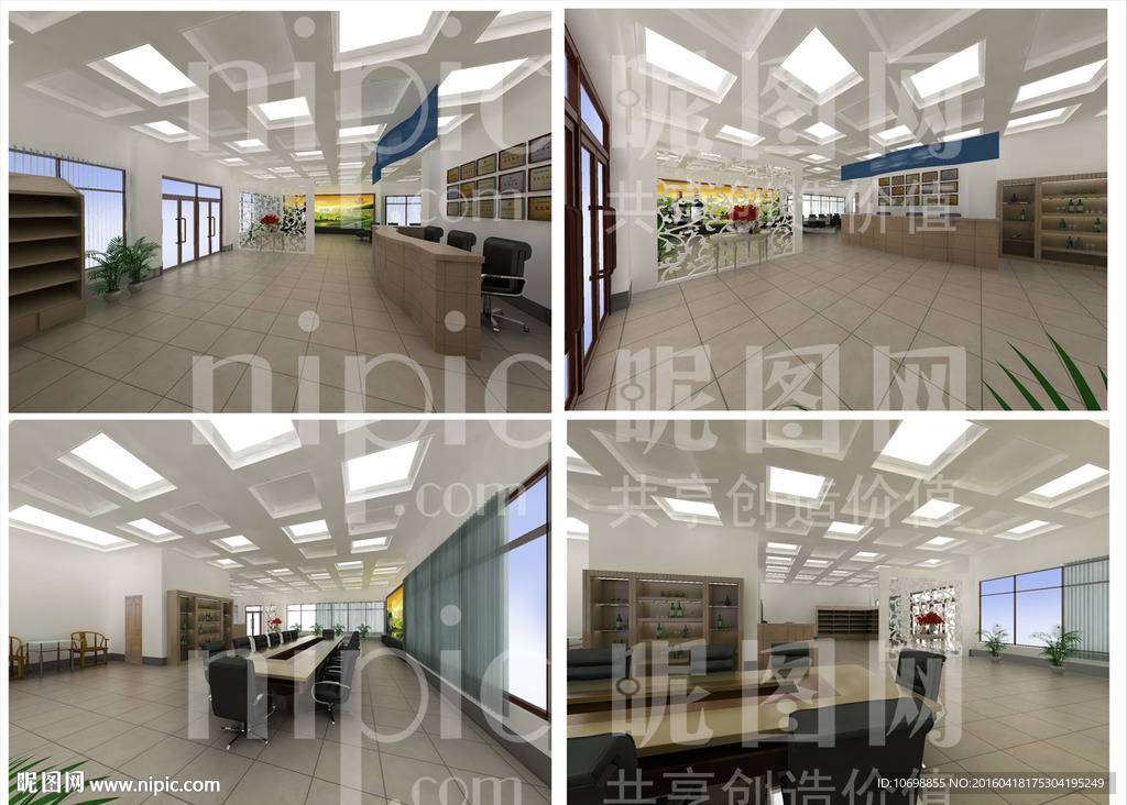 企业大厅展示柜效果图