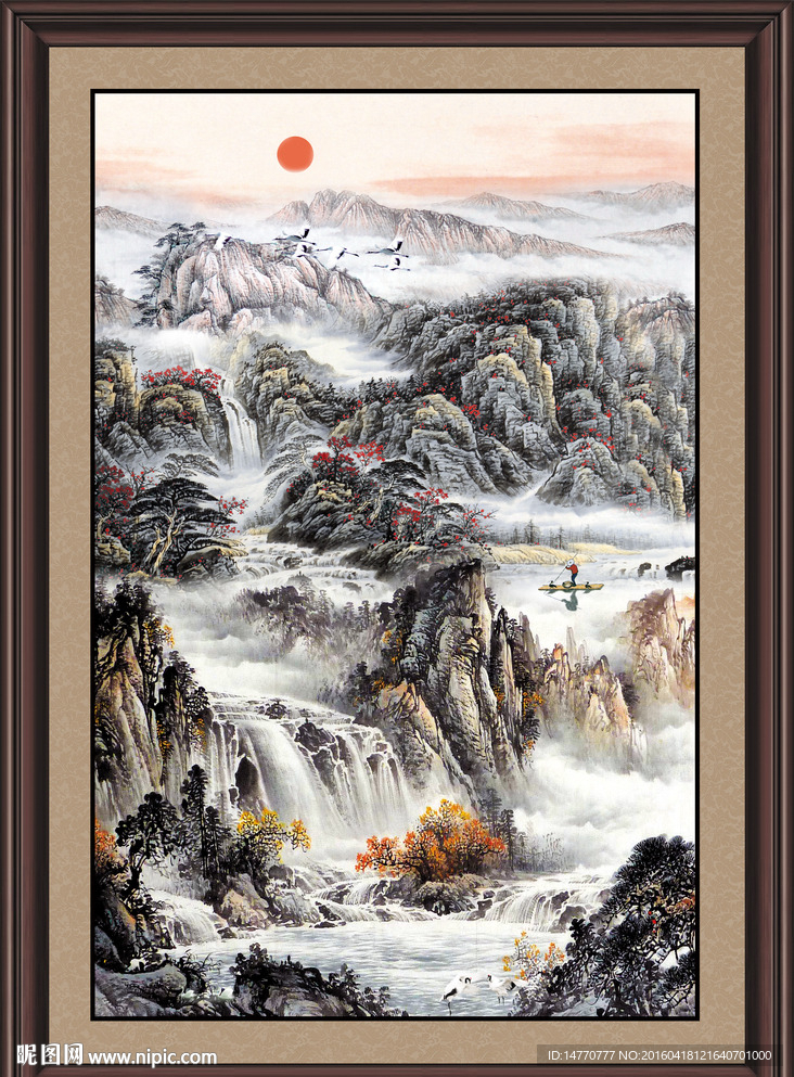 国画山水竖幅
