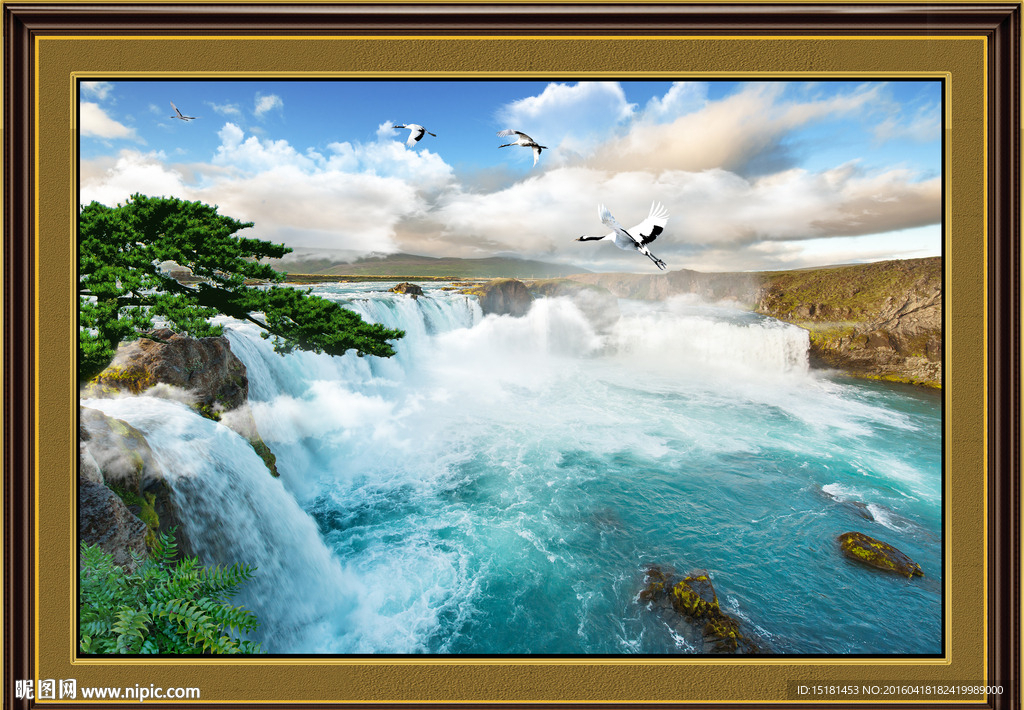 山水风景迎客松