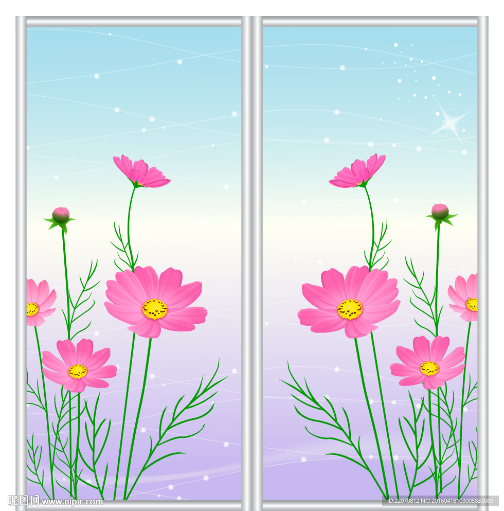 花卉移门