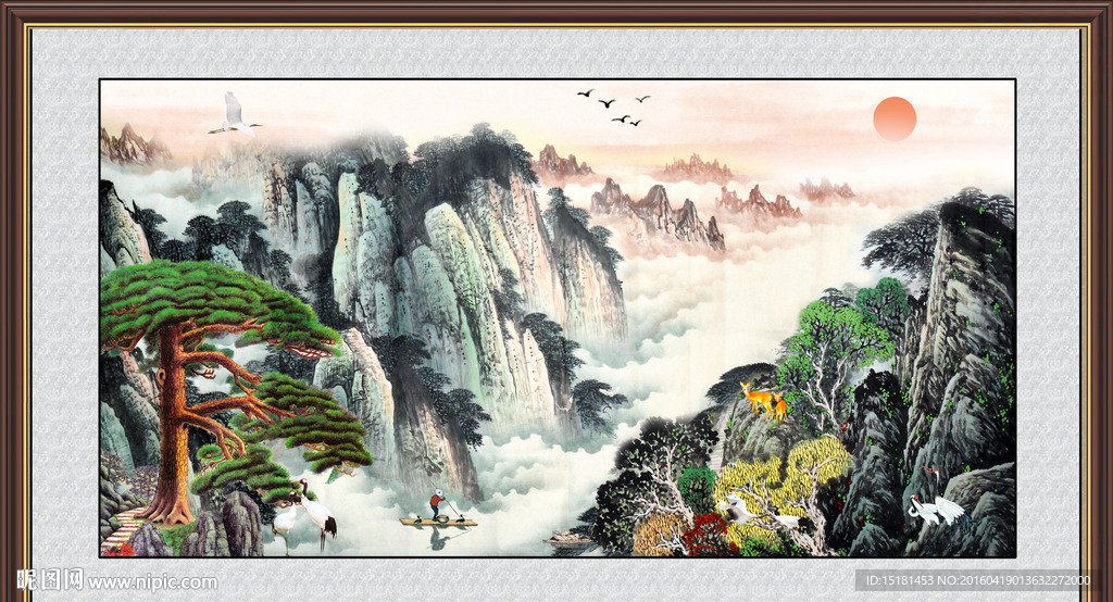 国画迎客松