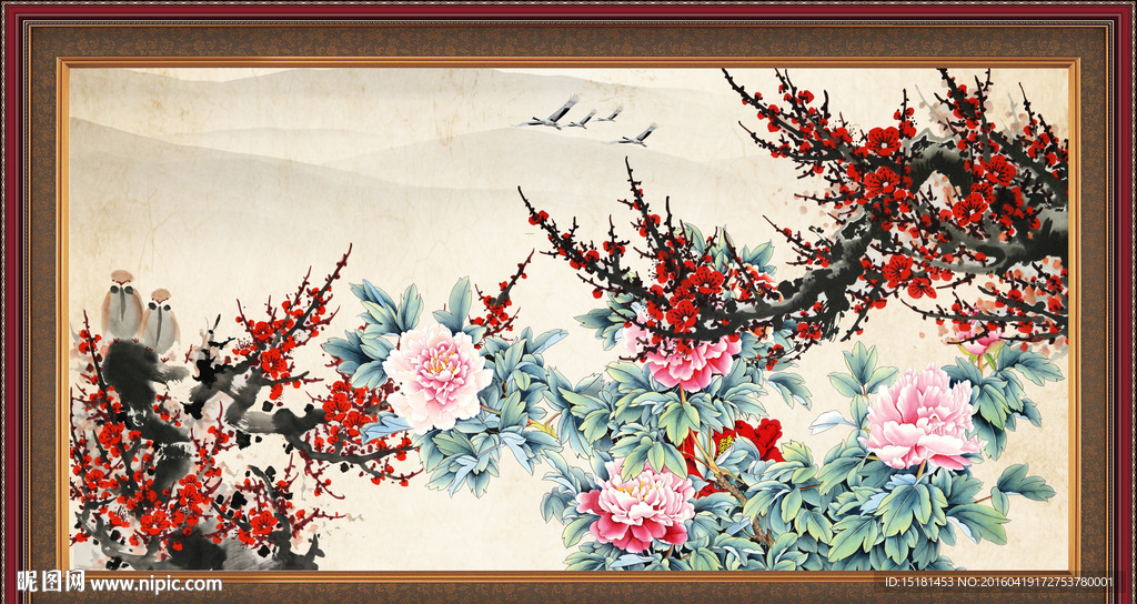 花开富贵梅花图