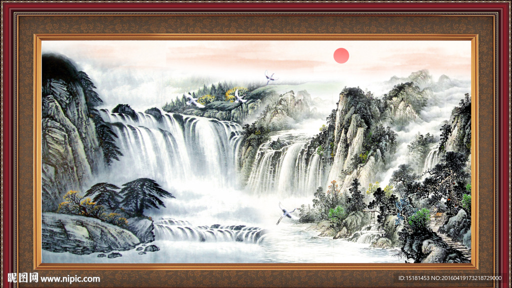 国画山水 旭日东升