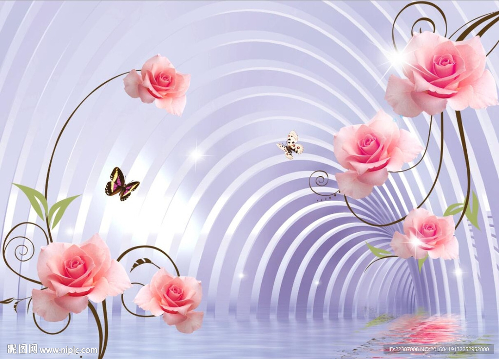 3D空间玫瑰花