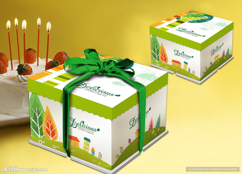 绿色童话蛋糕盒效果图