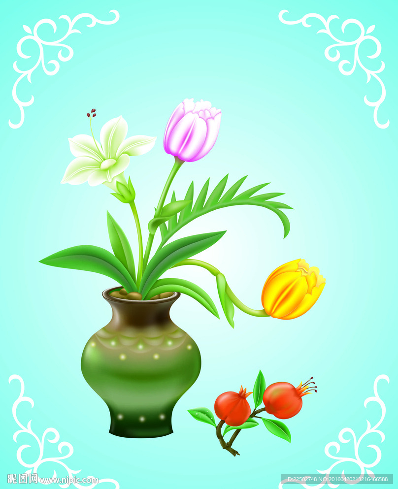 博古百合郁金香插花