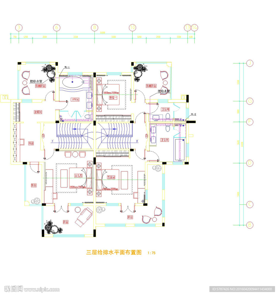 家居排水CAD平面布置图