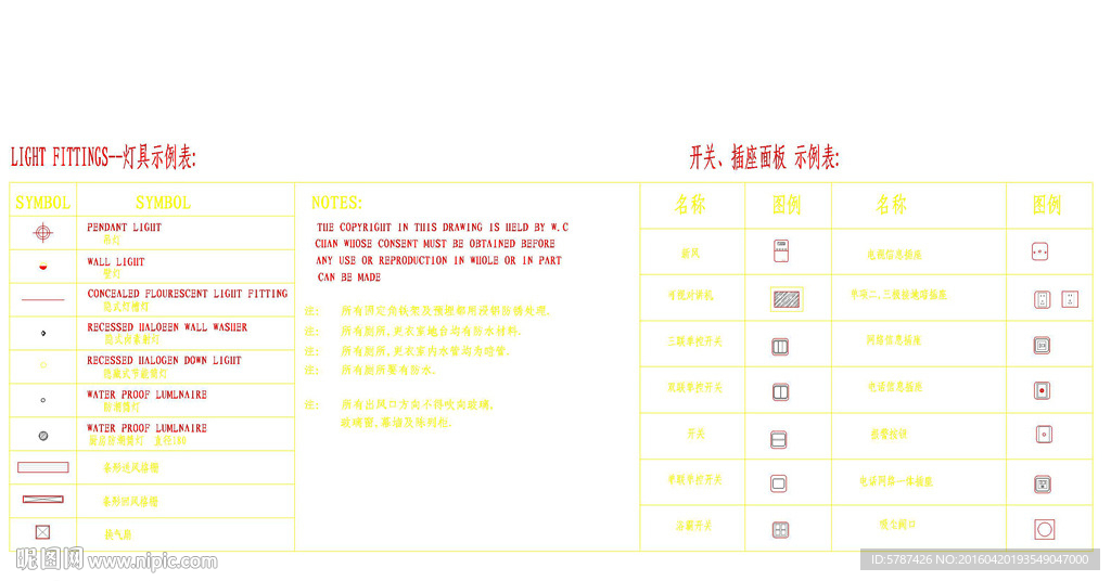 灯具开关示例表