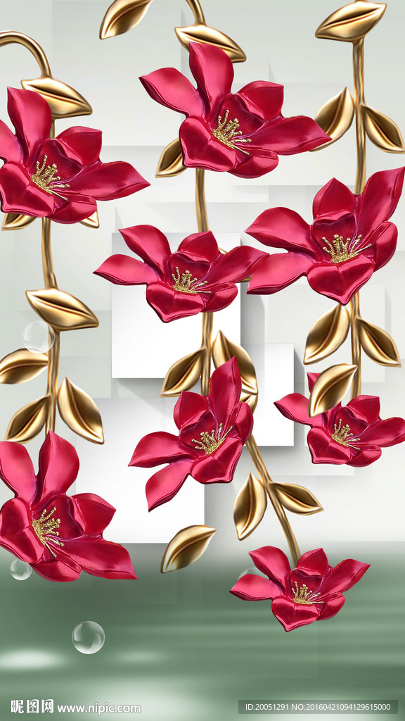 3D浮雕花朵玄关