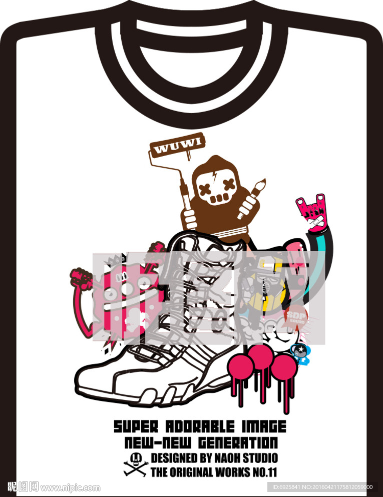 卡通动漫t恤文化衫爆款印花矢量