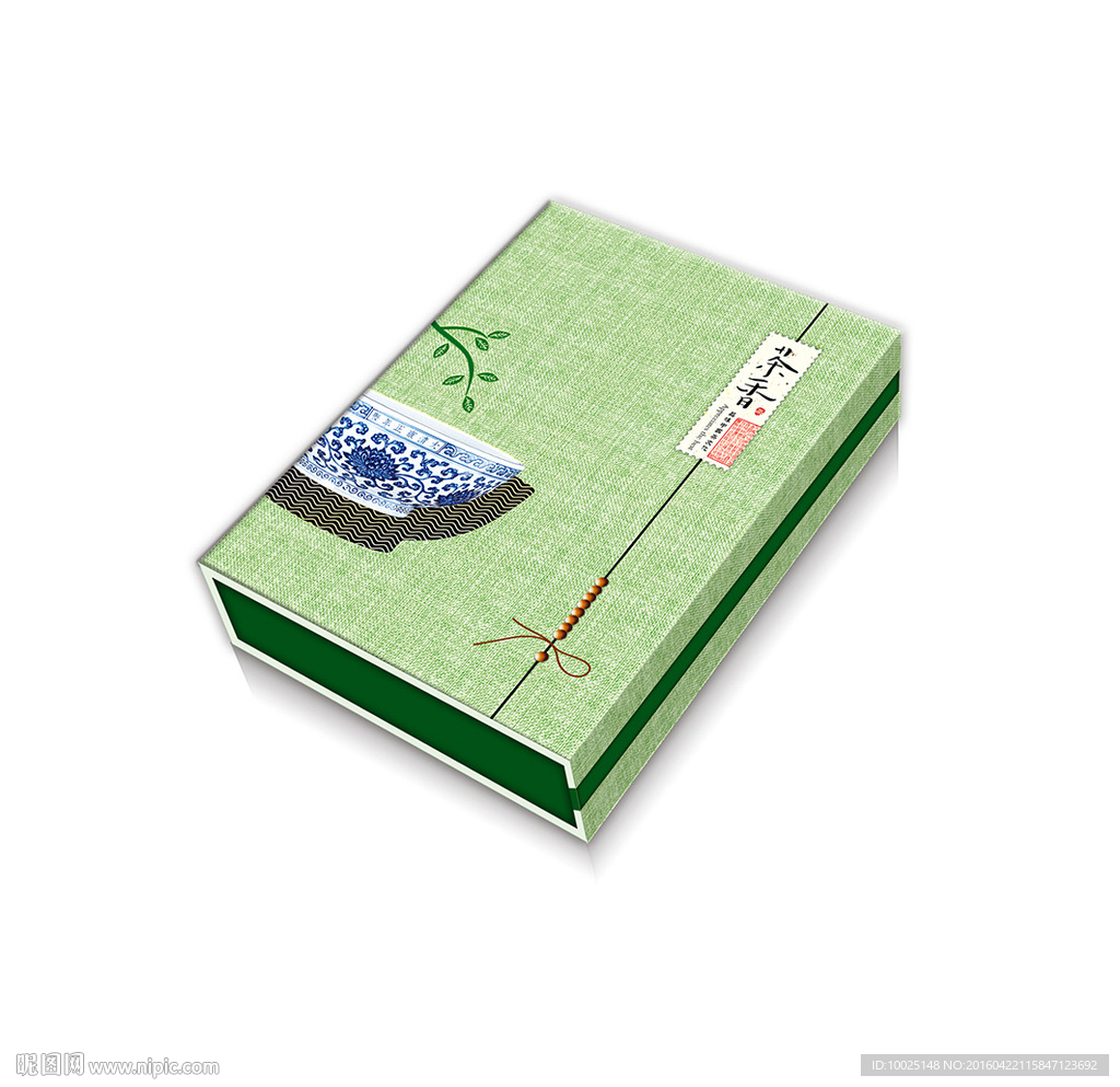 茶香绿色麻布茶叶包装