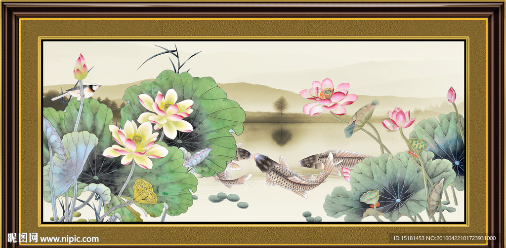荷花鲤鱼图