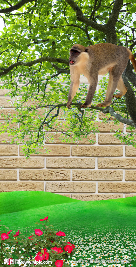 3d玄关金猴迎春
