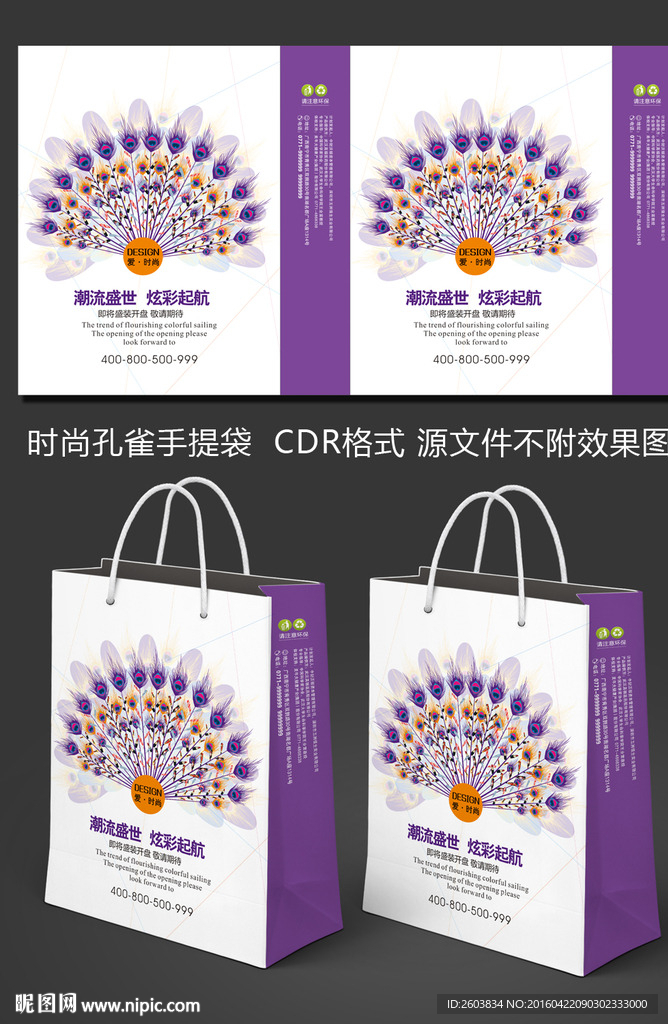 炫丽孔雀开屏手提袋