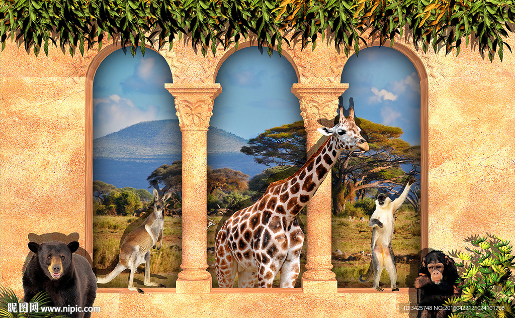 长颈鹿三d画图片