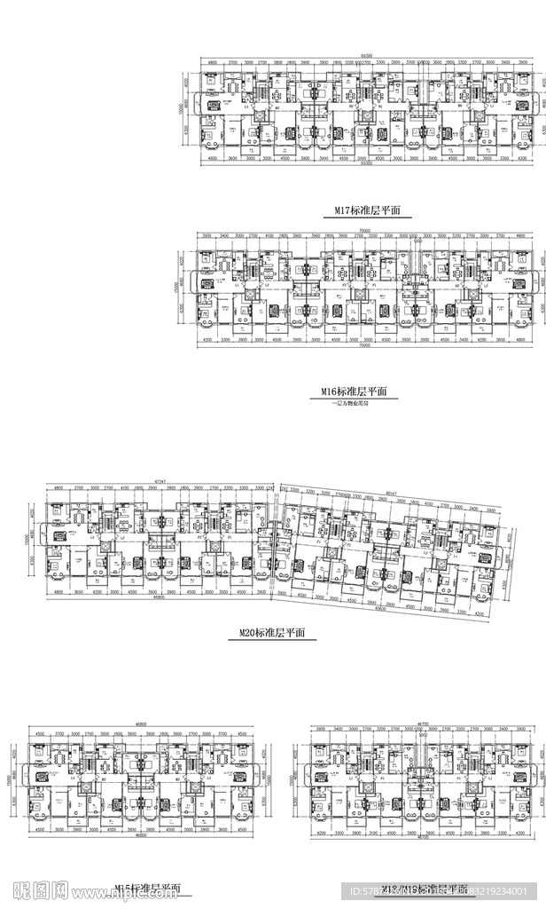 幢楼平面户型CAD图