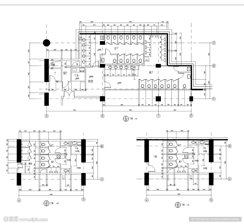 公共卫生间施工图