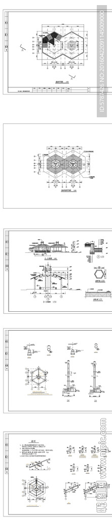 中庭亭子建筑施工图