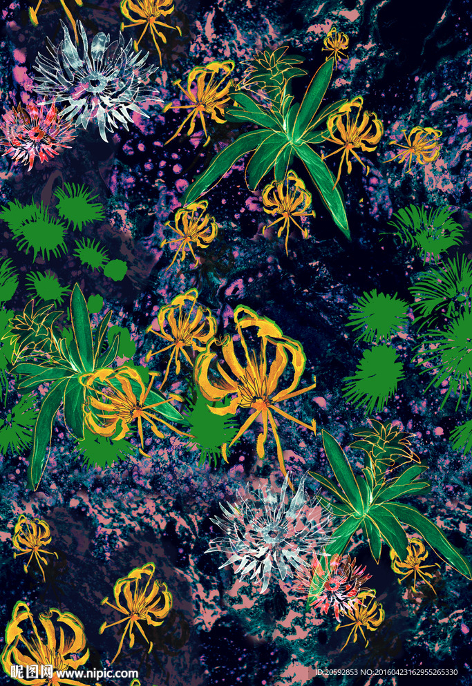 海底植物花卉印花图案
