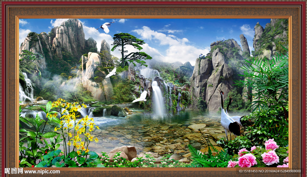 山水风景迎客松